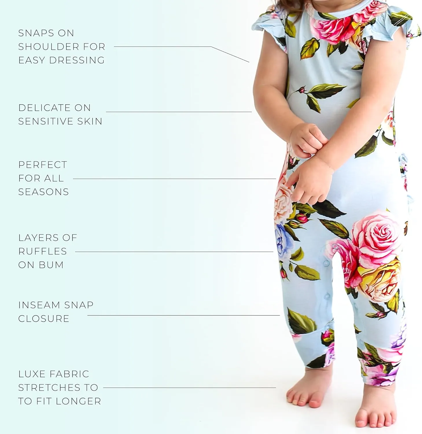Posh Peanut Baby Girl Pajamas – Ruffled Cap Sleeve Romper PJs – Soft Viscose from Bamboo One-Piece for Babies & Toddlers