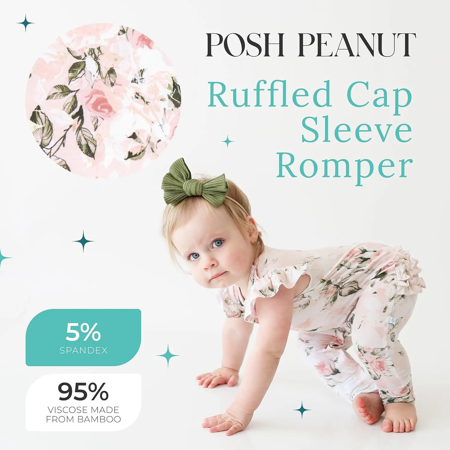 Posh Peanut Baby Girl Pajamas – Ruffled Cap Sleeve Romper PJs – Soft Viscose from Bamboo One-Piece for Babies & Toddlers