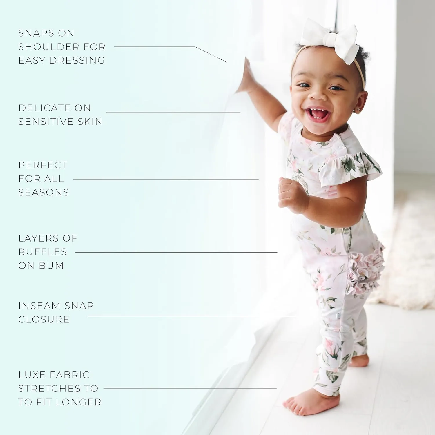 Posh Peanut Baby Girl Pajamas – Ruffled Cap Sleeve Romper PJs – Soft Viscose from Bamboo One-Piece for Babies & Toddlers