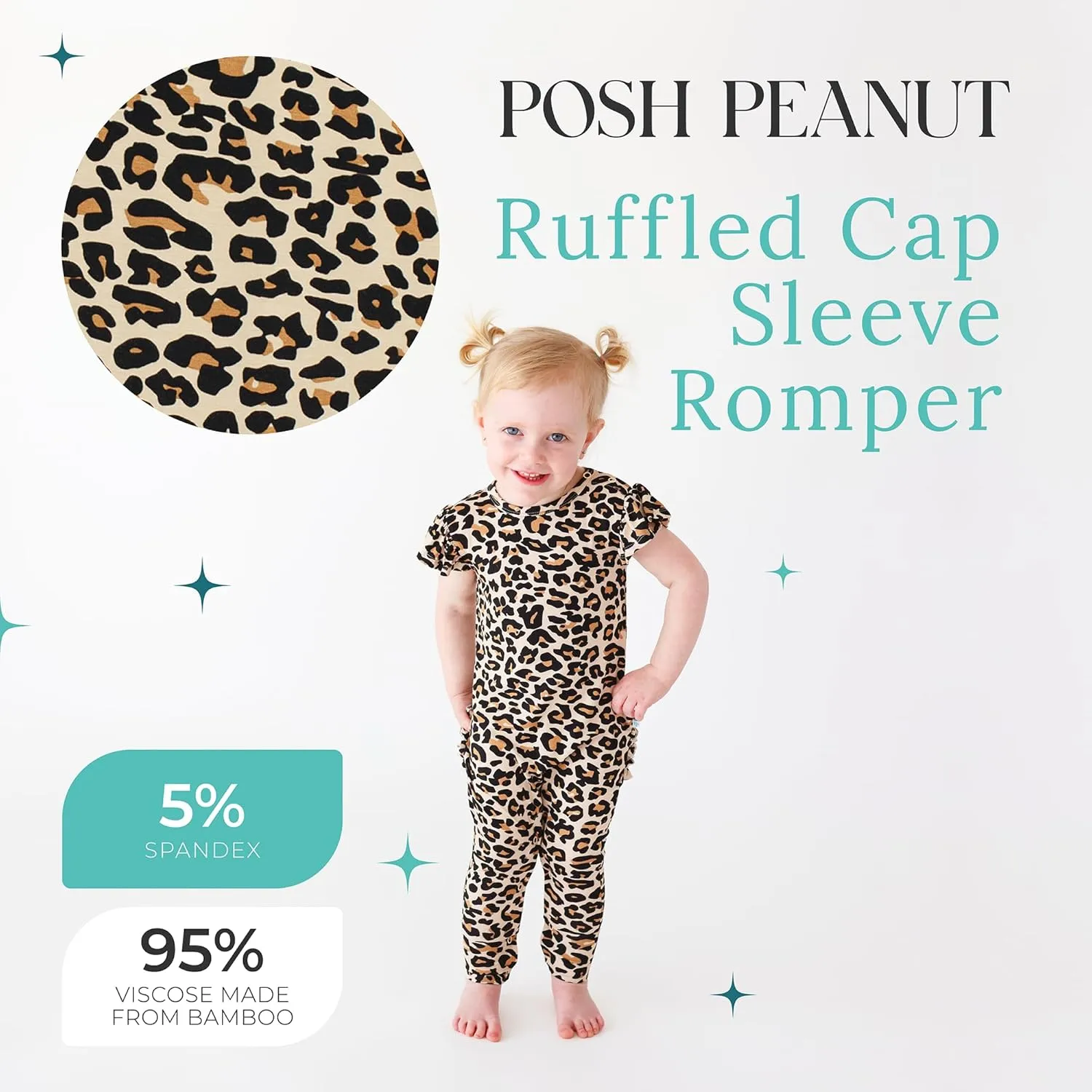 Posh Peanut Baby Girl Pajamas – Ruffled Cap Sleeve Romper PJs – Soft Viscose from Bamboo One-Piece for Babies & Toddlers