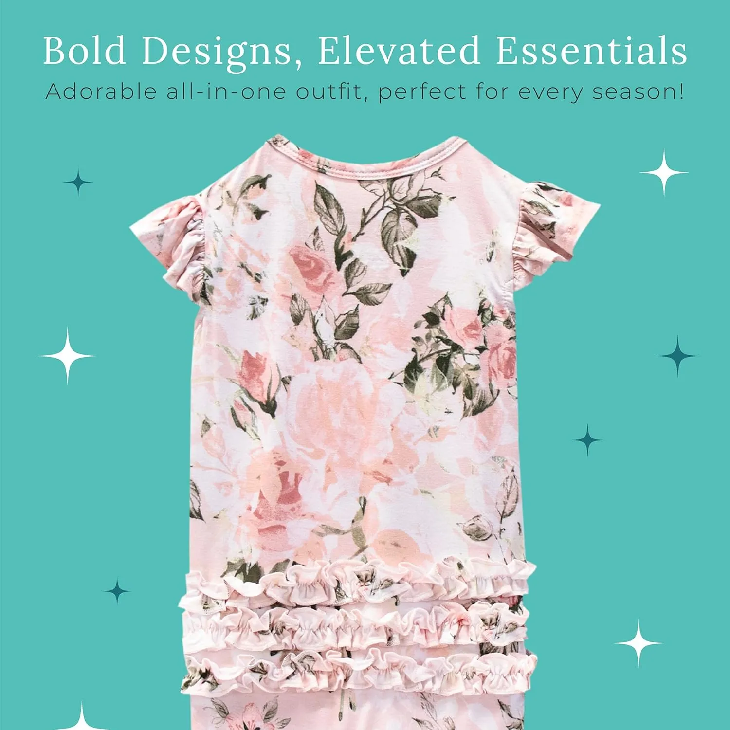 Posh Peanut Baby Girl Pajamas – Ruffled Cap Sleeve Romper PJs – Soft Viscose from Bamboo One-Piece for Babies & Toddlers