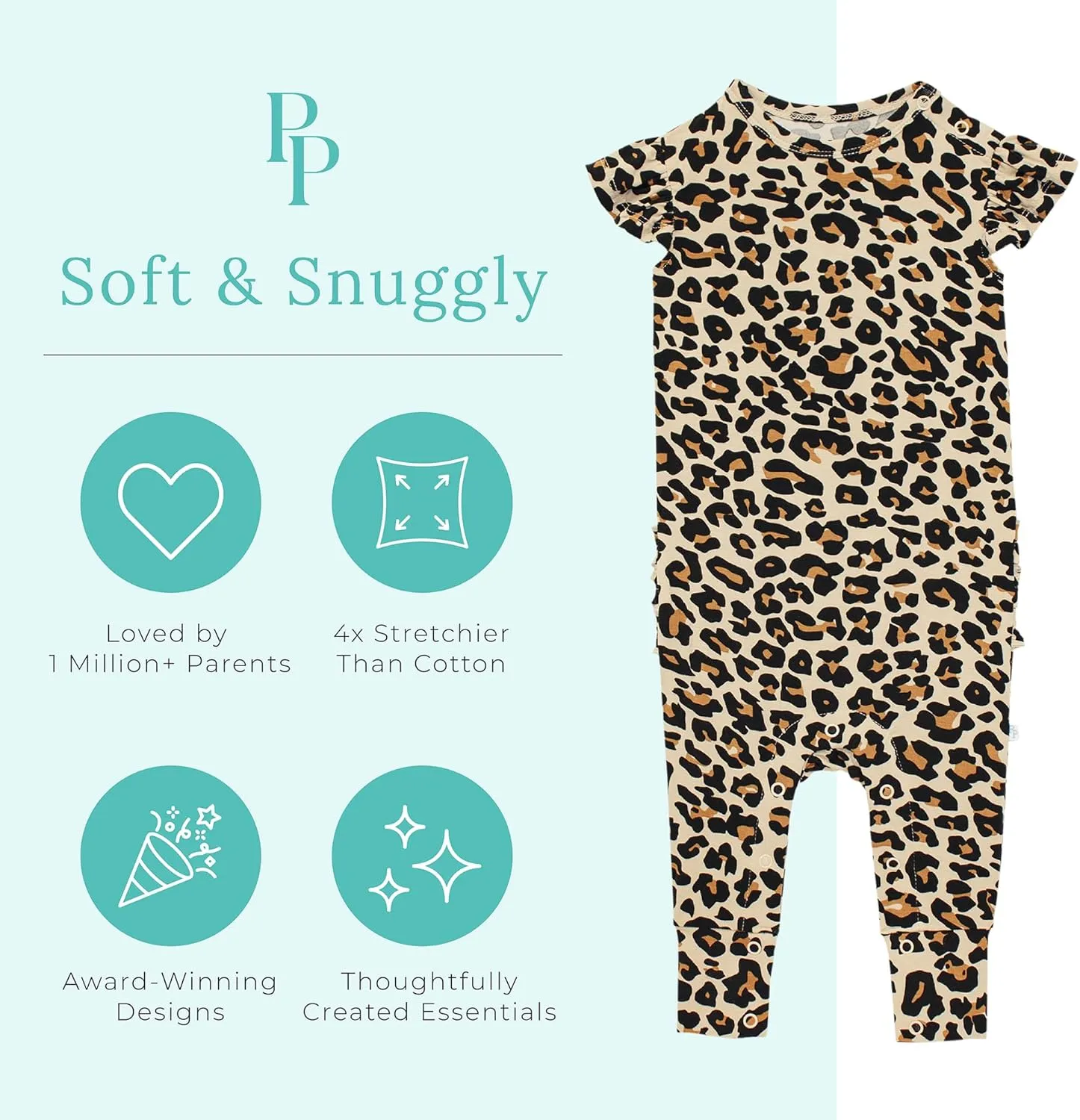 Posh Peanut Baby Girl Pajamas – Ruffled Cap Sleeve Romper PJs – Soft Viscose from Bamboo One-Piece for Babies & Toddlers