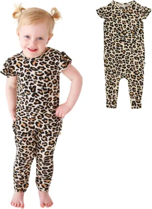 Posh Peanut Baby Girl Pajamas – Ruffled Cap Sleeve Romper PJs – Soft Viscose from Bamboo One-Piece for Babies & Toddlers