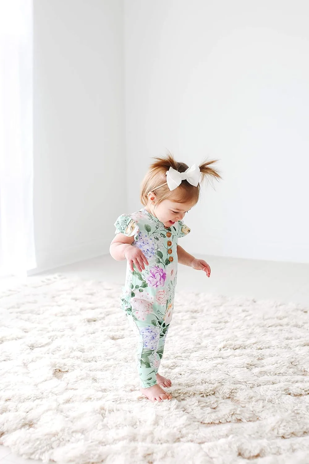 Posh Peanut Baby Girl Pajamas – Ruffled Cap Sleeve Romper PJs – Soft Viscose from Bamboo One-Piece for Babies & Toddlers