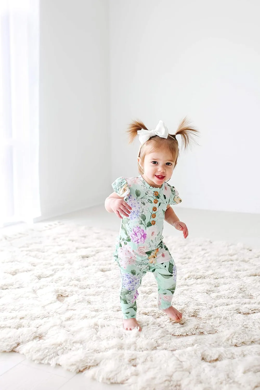Posh Peanut Baby Girl Pajamas – Ruffled Cap Sleeve Romper PJs – Soft Viscose from Bamboo One-Piece for Babies & Toddlers