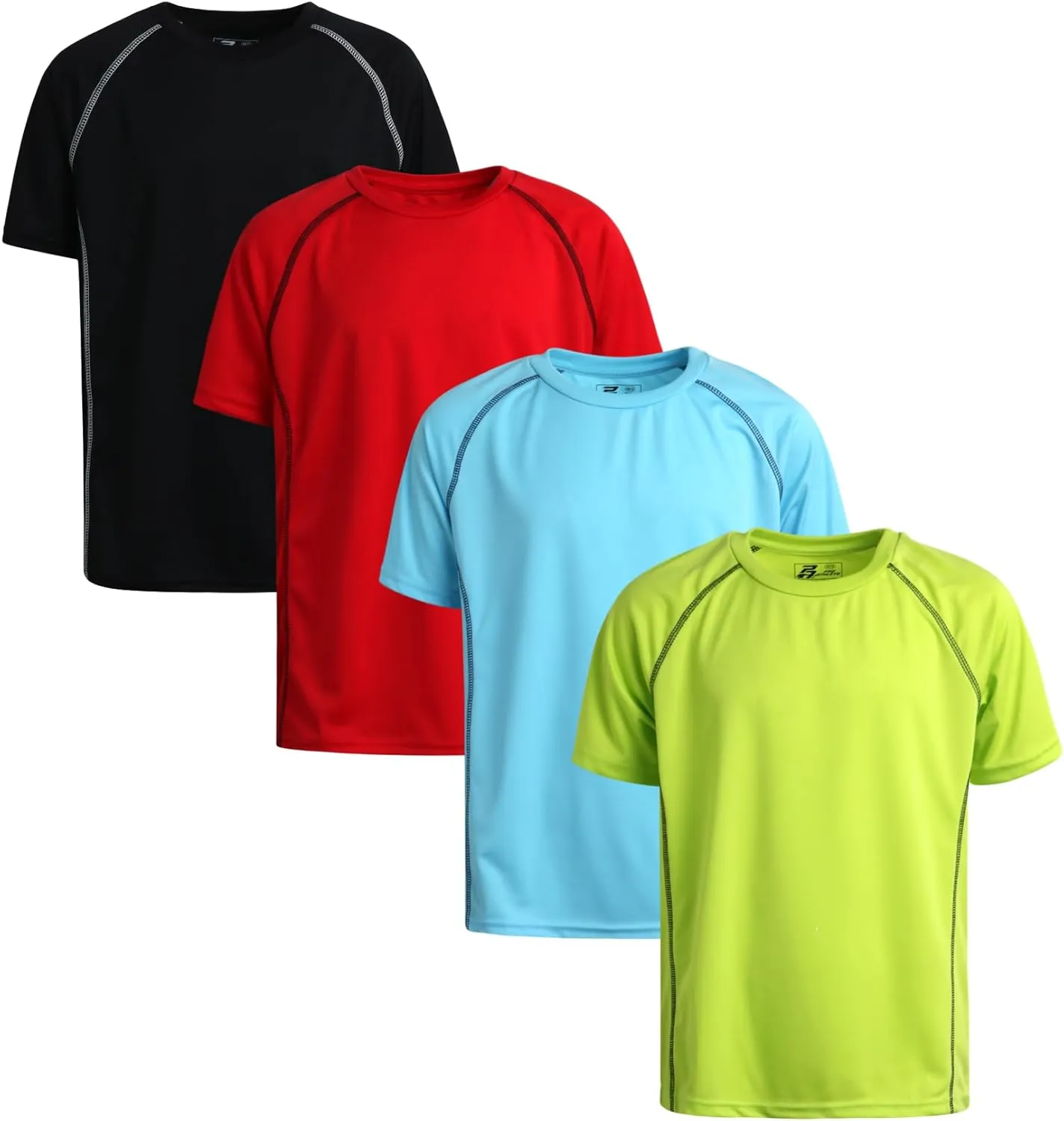 Pro Athlete Boys' Athletic T-Shirt - 4 Pack Lightweight Quick Dry Performance Short Sleeve Active Tees for Boys (Sizes: 5-16)