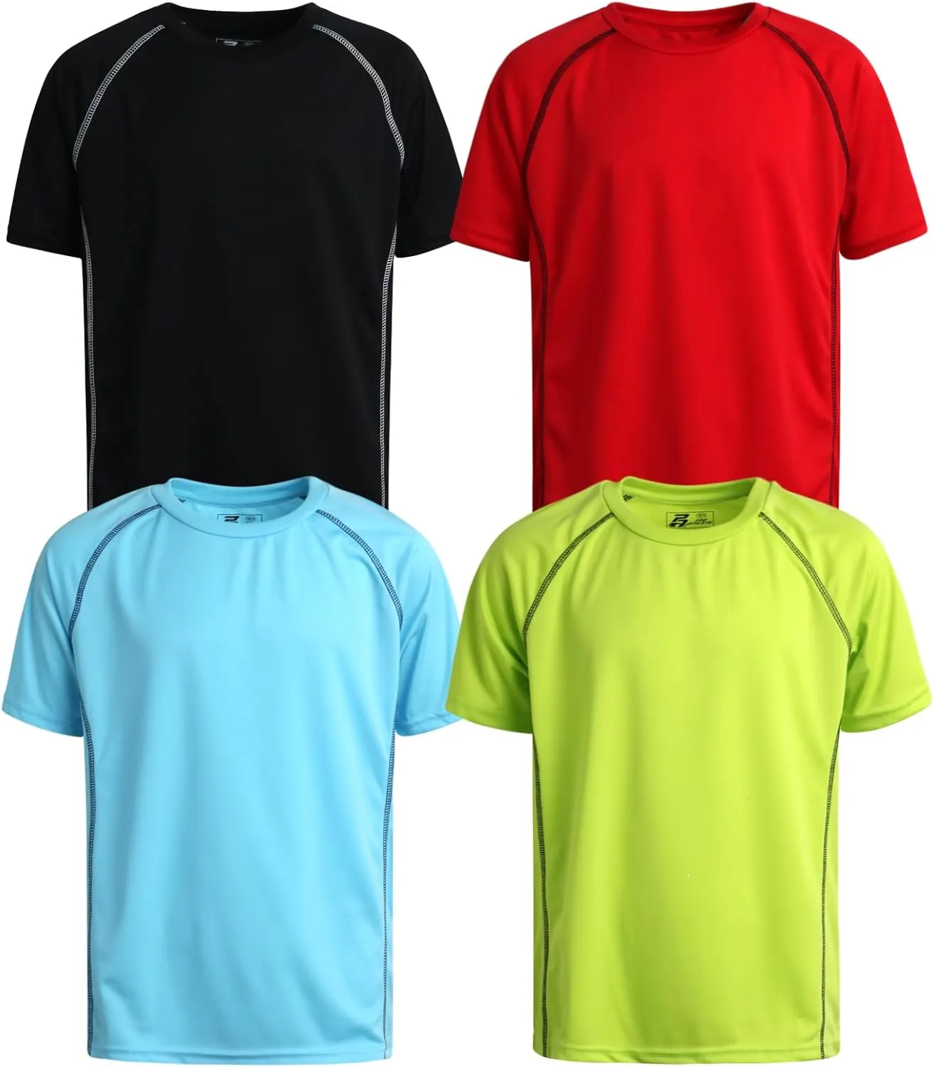 Pro Athlete Boys' Athletic T-Shirt - 4 Pack Lightweight Quick Dry Performance Short Sleeve Active Tees for Boys (Sizes: 5-16)