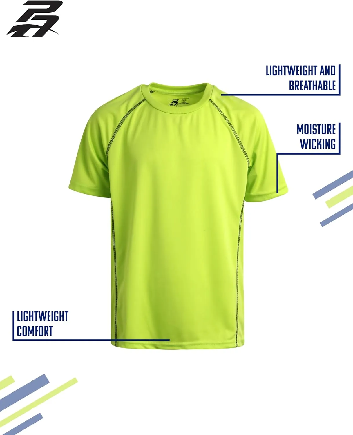 Pro Athlete Boys' Athletic T-Shirt - 4 Pack Lightweight Quick Dry Performance Short Sleeve Active Tees for Boys (Sizes: 5-16)