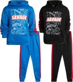 Pro Athlete Boys' Sweatsuit Set - 4 Piece Active Fleece Hoodie Sweatshirt and Jogger Sweatpants Tracksuit Set for Boys (8-16)