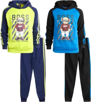 Pro Athlete Boys' Sweatsuit Set - 4 Piece Active Fleece Hoodie Sweatshirt and Jogger Sweatpants Tracksuit Set for Boys (8-16)