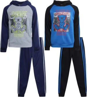Pro Athlete Boys' Sweatsuit Set - 4 Piece Active Fleece Hoodie Sweatshirt and Jogger Sweatpants Tracksuit Set for Boys (8-16)