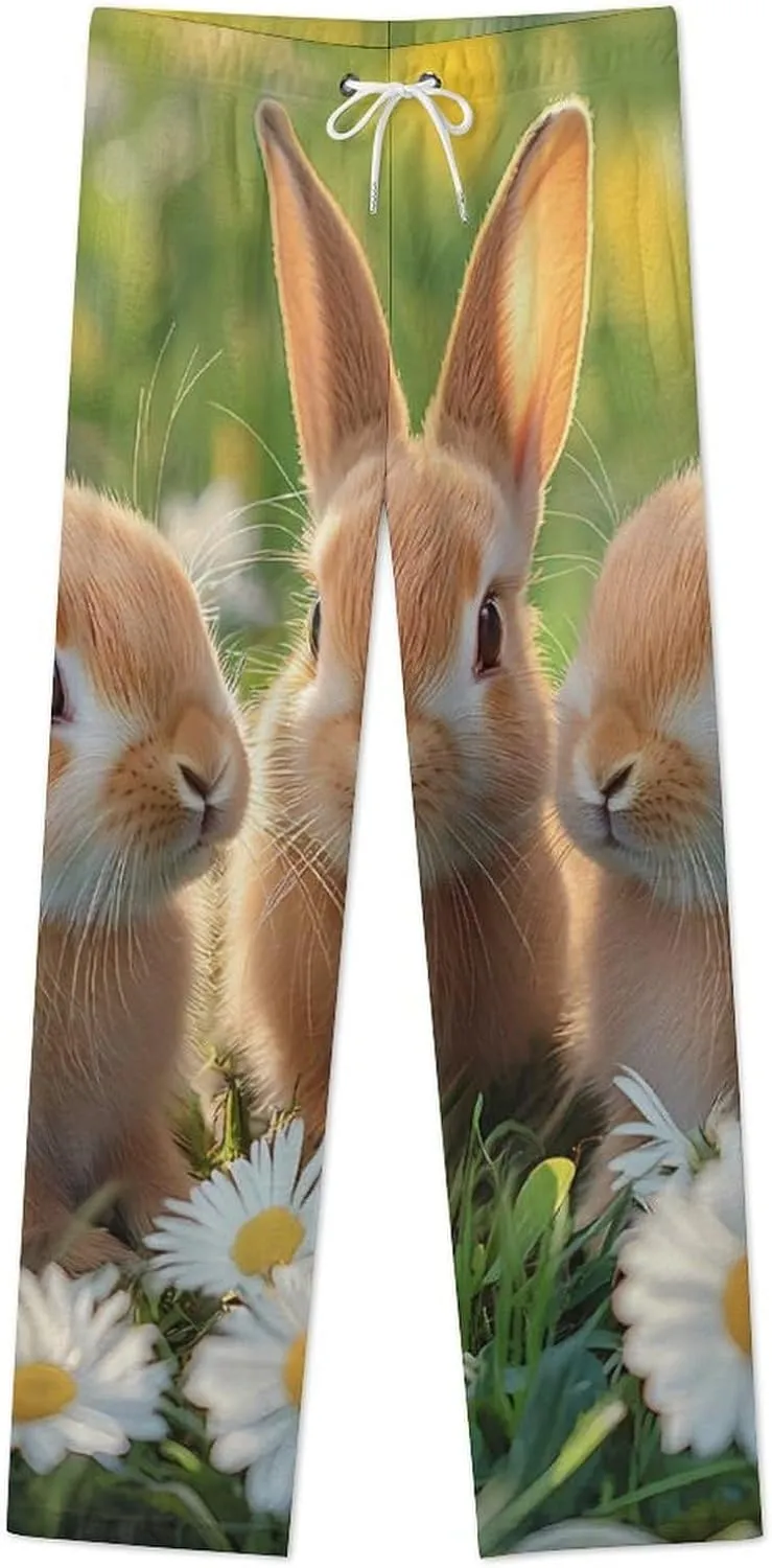 Rabbit Daisy Women's Pajama Pants Fleece Warm Pj Bottoms Sleepwear Lounge Pants Loungewear