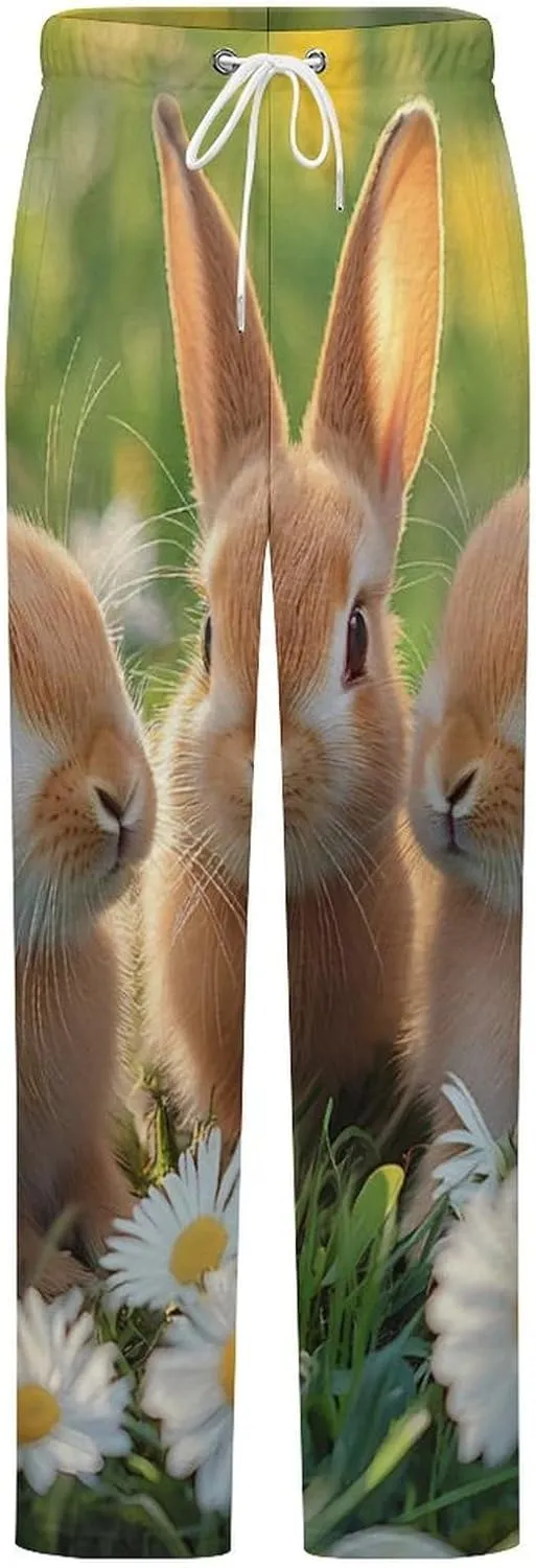 Rabbit Daisy Women's Pajama Pants Fleece Warm Pj Bottoms Sleepwear Lounge Pants Loungewear