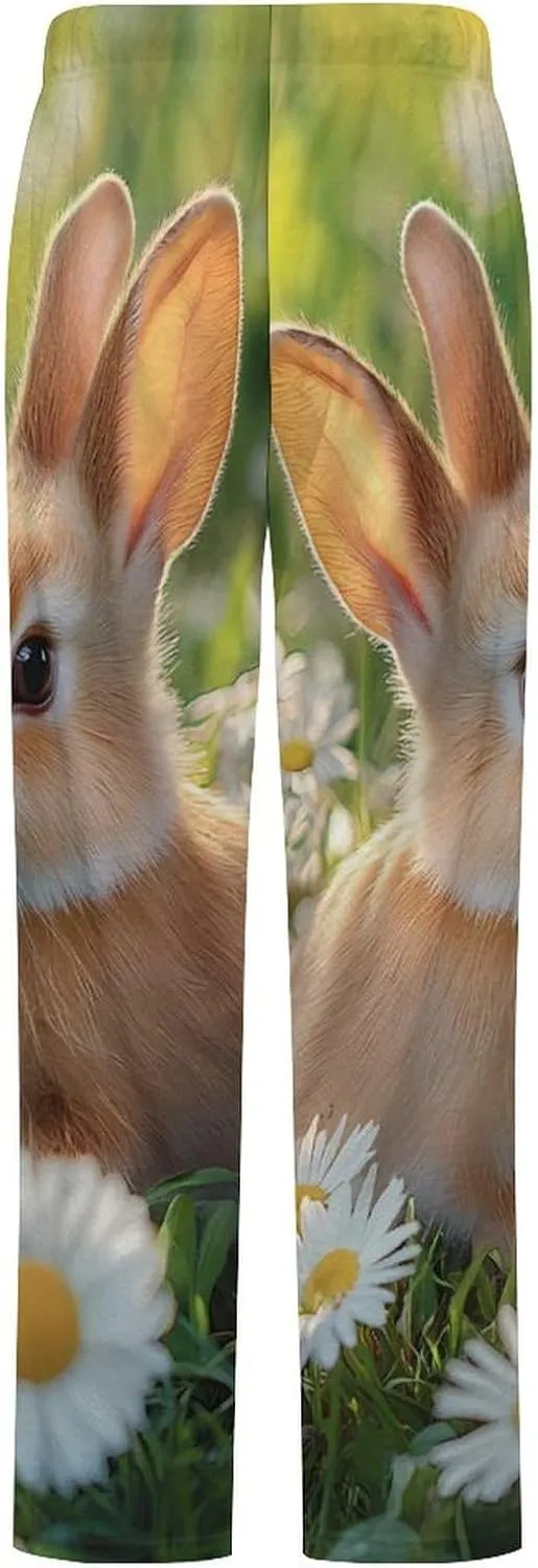 Rabbit Daisy Women's Pajama Pants Fleece Warm Pj Bottoms Sleepwear Lounge Pants Loungewear