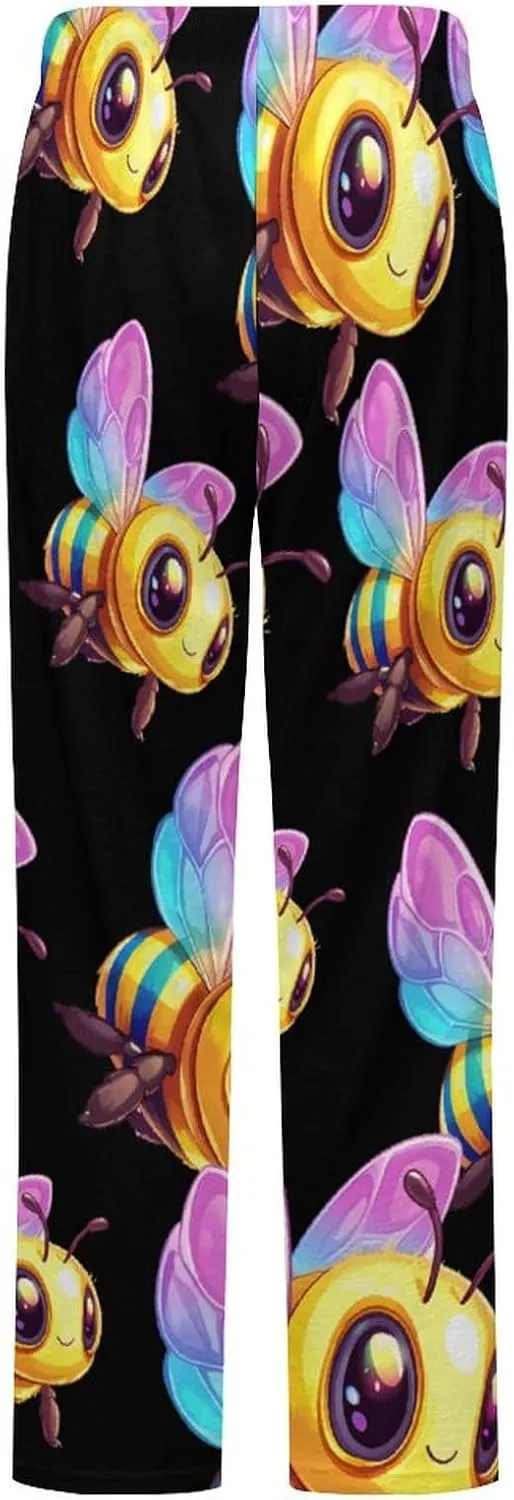 Rainbow Bee Women's Pajama Pants Fleece Warm Pj Bottoms Sleepwear Lounge Pants Loungewear
