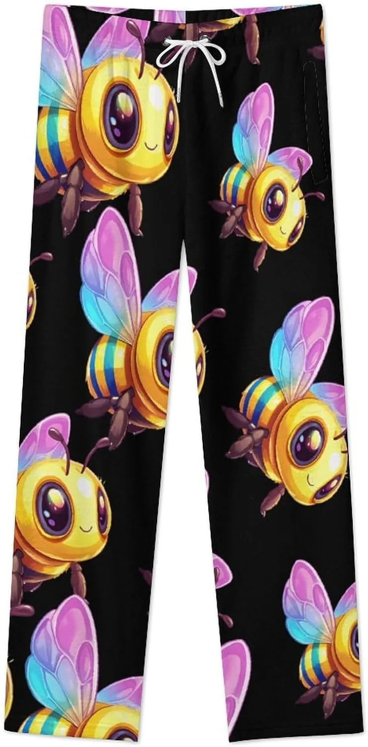 Rainbow Bee Women's Pajama Pants Fleece Warm Pj Bottoms Sleepwear Lounge Pants Loungewear