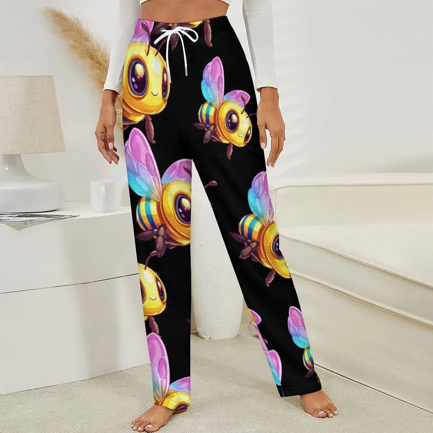 Rainbow Bee Women's Pajama Pants Fleece Warm Pj Bottoms Sleepwear Lounge Pants Loungewear