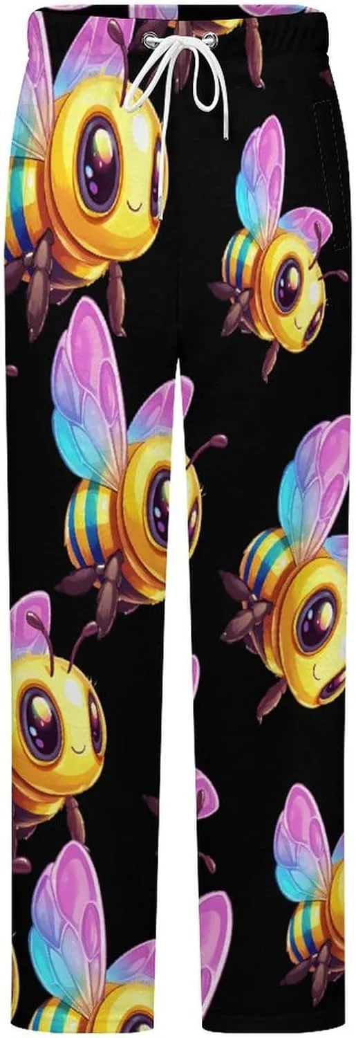 Rainbow Bee Women's Pajama Pants Fleece Warm Pj Bottoms Sleepwear Lounge Pants Loungewear