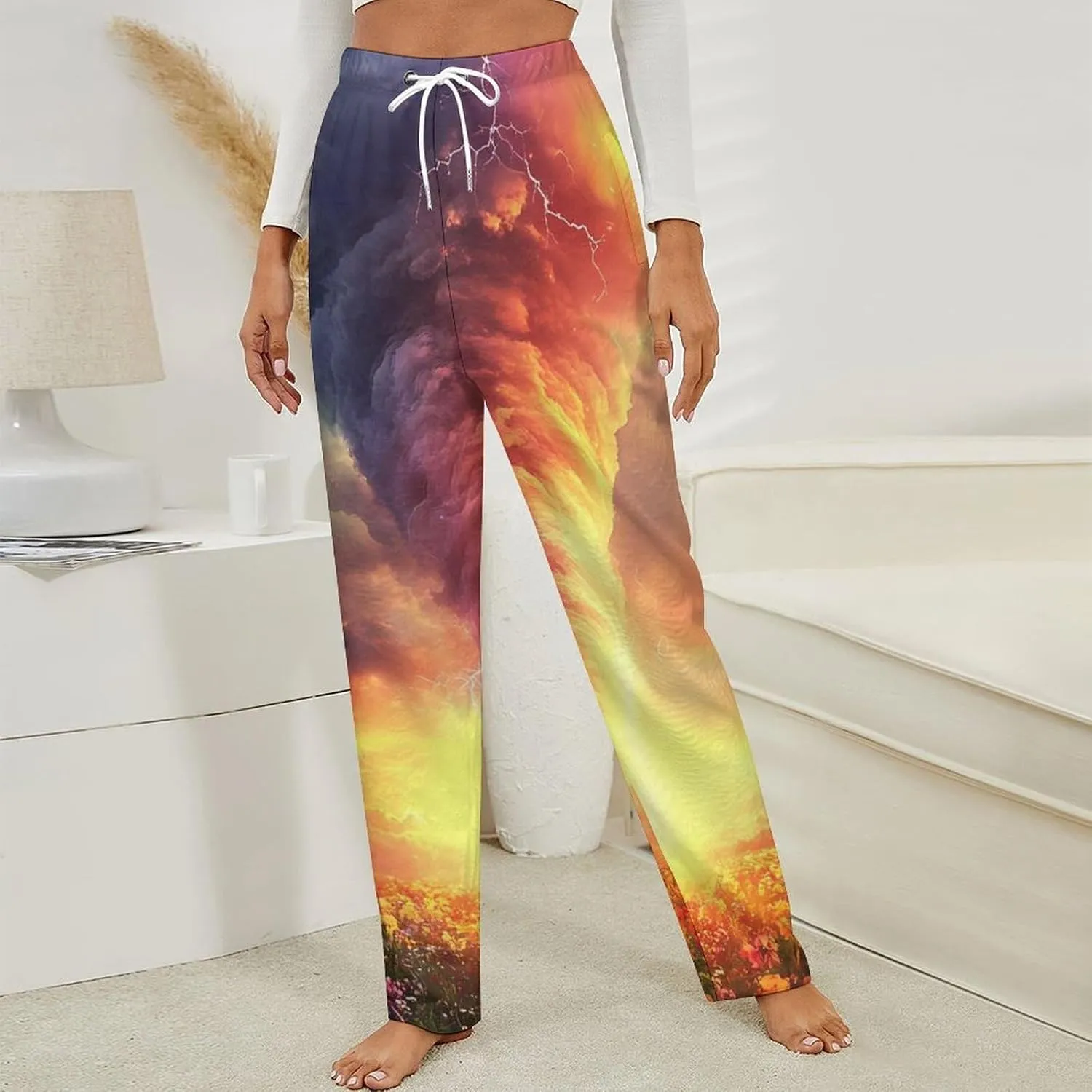 Rainbow Storm Women's Pajama Pants Fleece Warm Pj Bottoms Sleepwear Lounge Pants Loungewear