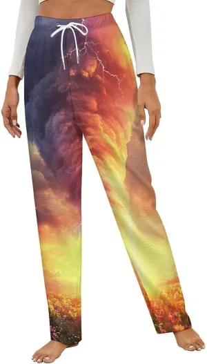 Rainbow Storm Women's Pajama Pants Fleece Warm Pj Bottoms Sleepwear Lounge Pants Loungewear