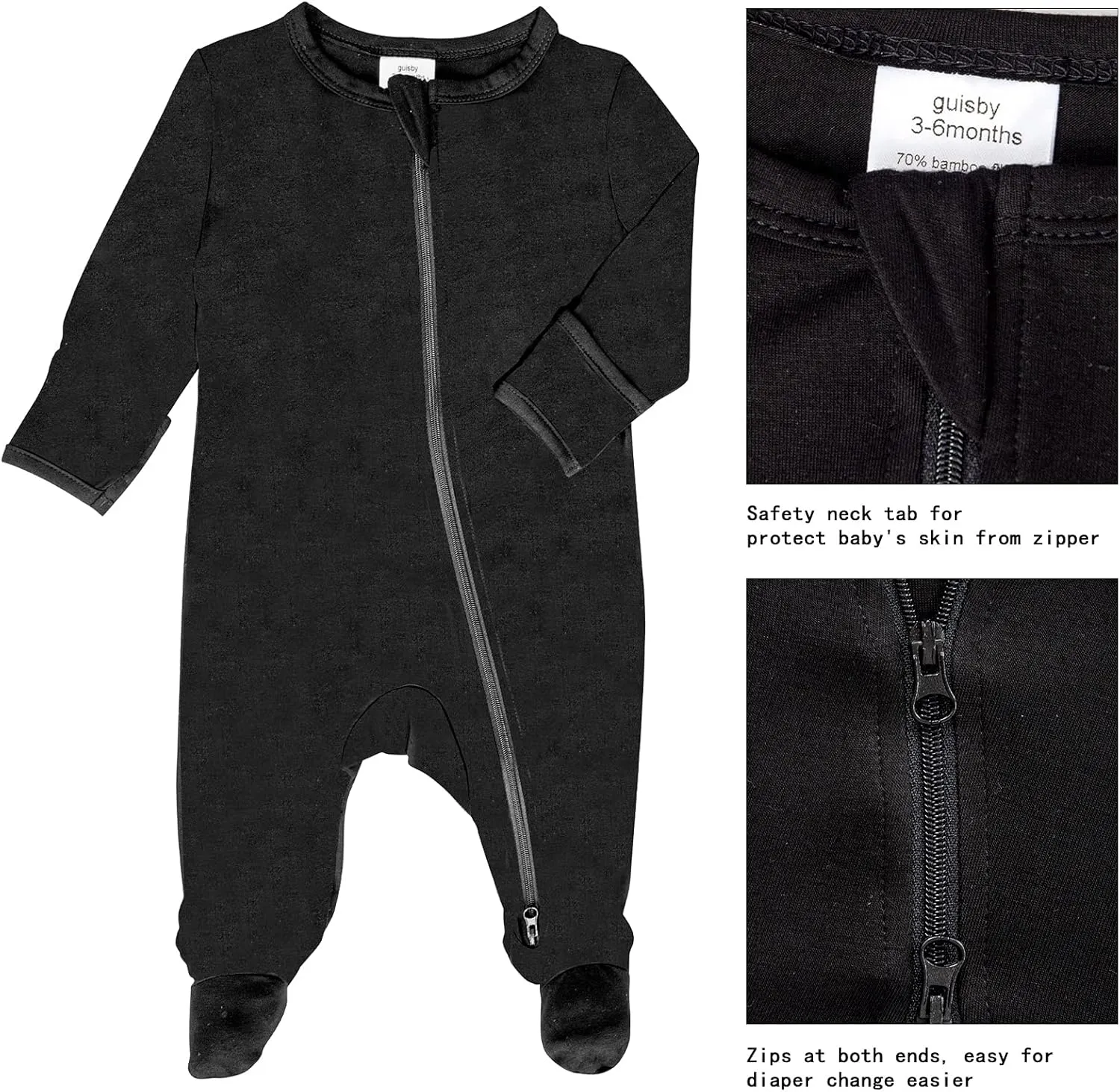 Rayon Zipper Baby Footie Pajama,Long Sleeve One Piece Romper For Boys Girls