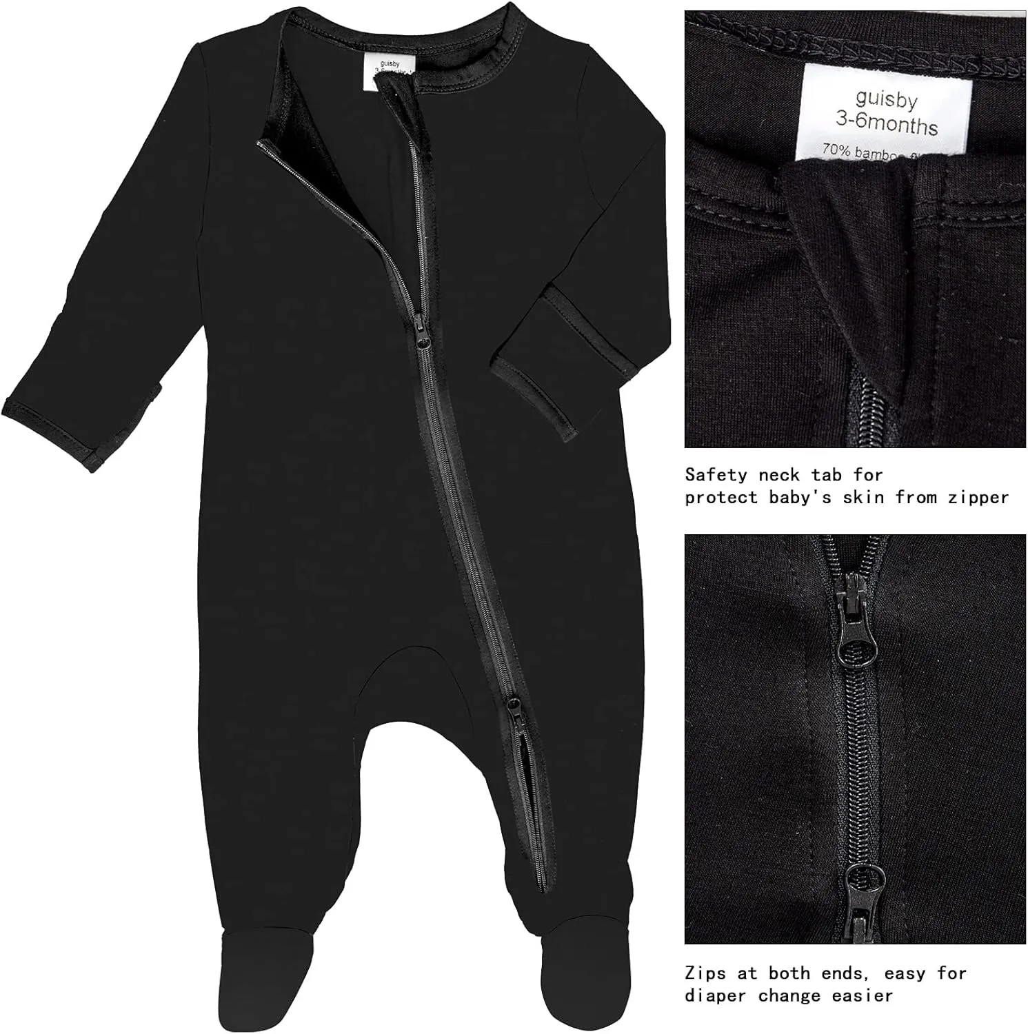 Rayon Zipper Baby Footie Pajama,Long Sleeve One Piece Romper For Boys Girls