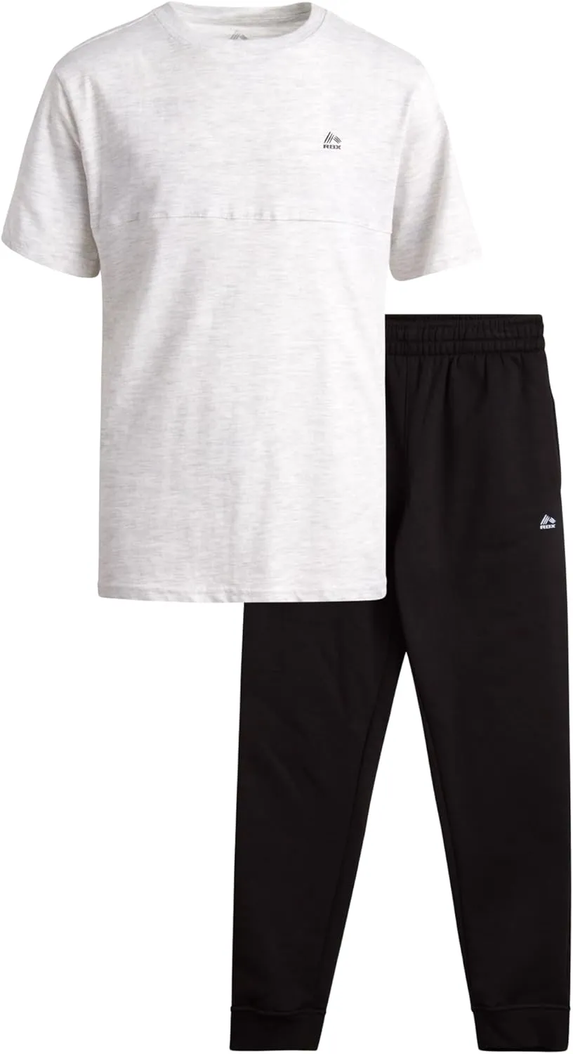 RBX Boys' Active Jogger Set - 2 Piece Hooded Short Sleeve T-Shirt and Fleece Joggers (Size: 4-12)