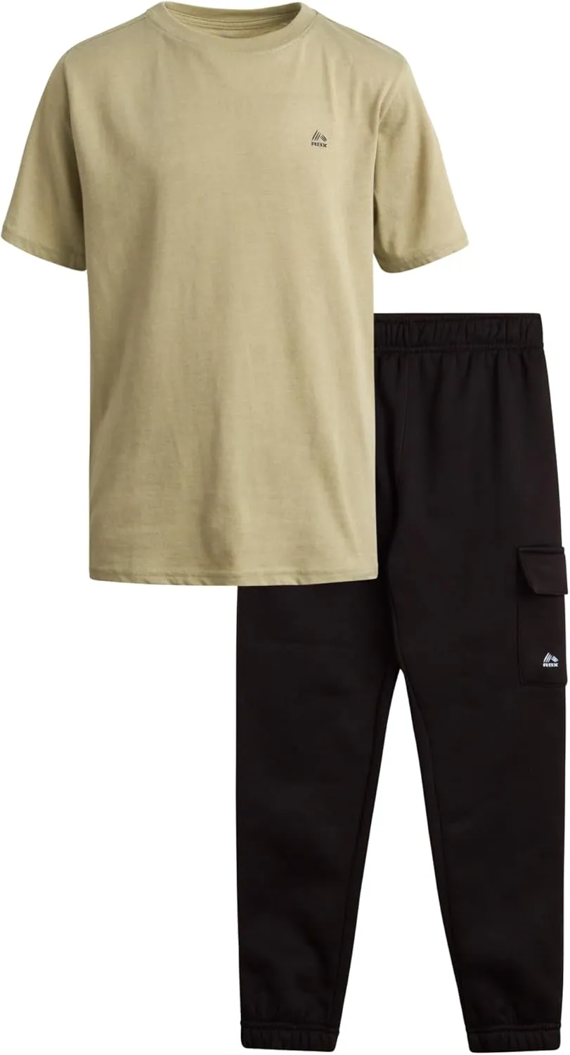RBX Boys' Active Jogger Set - 2 Piece Hooded Short Sleeve T-Shirt and Fleece Joggers (Size: 4-12)