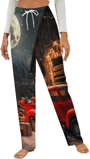Red Truck Women's Pajama Pants Fleece Warm Pj Bottoms Sleepwear Lounge Pants Loungewear