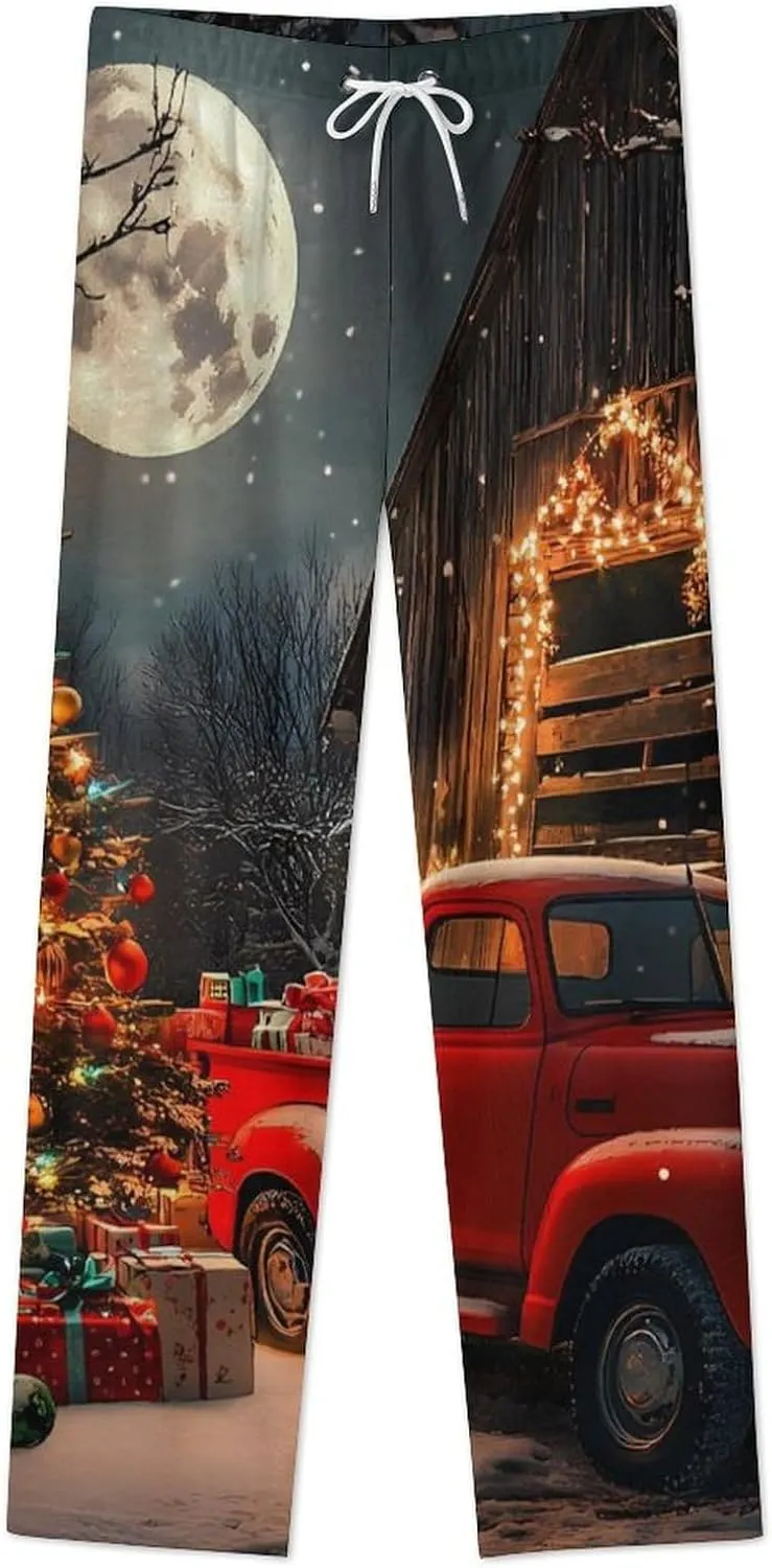 Red Truck Women's Pajama Pants Fleece Warm Pj Bottoms Sleepwear Lounge Pants Loungewear
