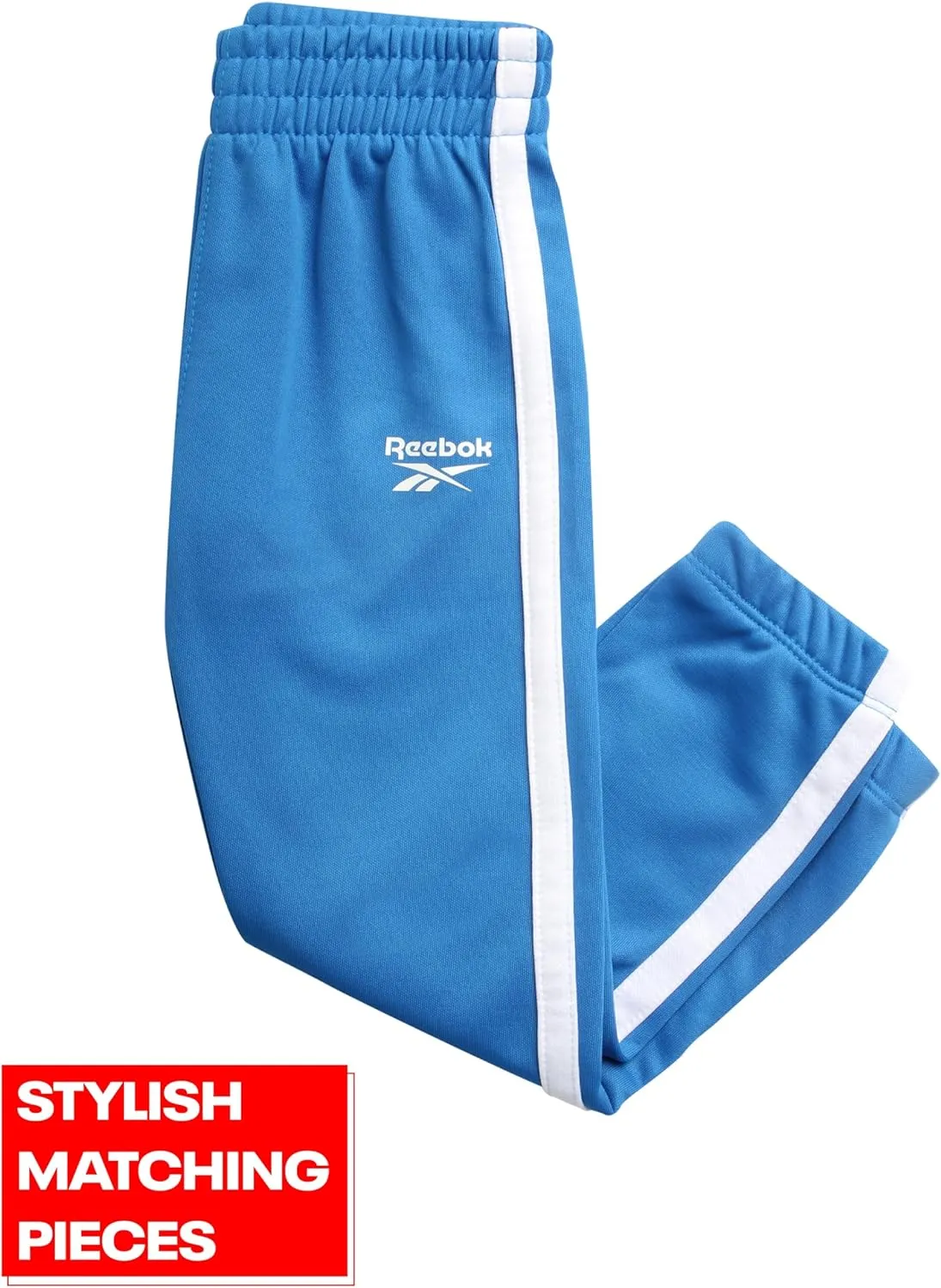 Reebok Baby Toddler Boys' Sweatsuit Set - 2 Piece Full Zip Up Fleece Hoodie Jogger Pants Set Playwear Lounge Wear (12M-7)