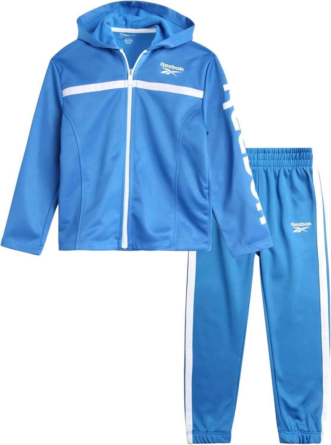Reebok Baby Toddler Boys' Sweatsuit Set - 2 Piece Full Zip Up Fleece Hoodie Jogger Pants Set Playwear Lounge Wear (12M-7)