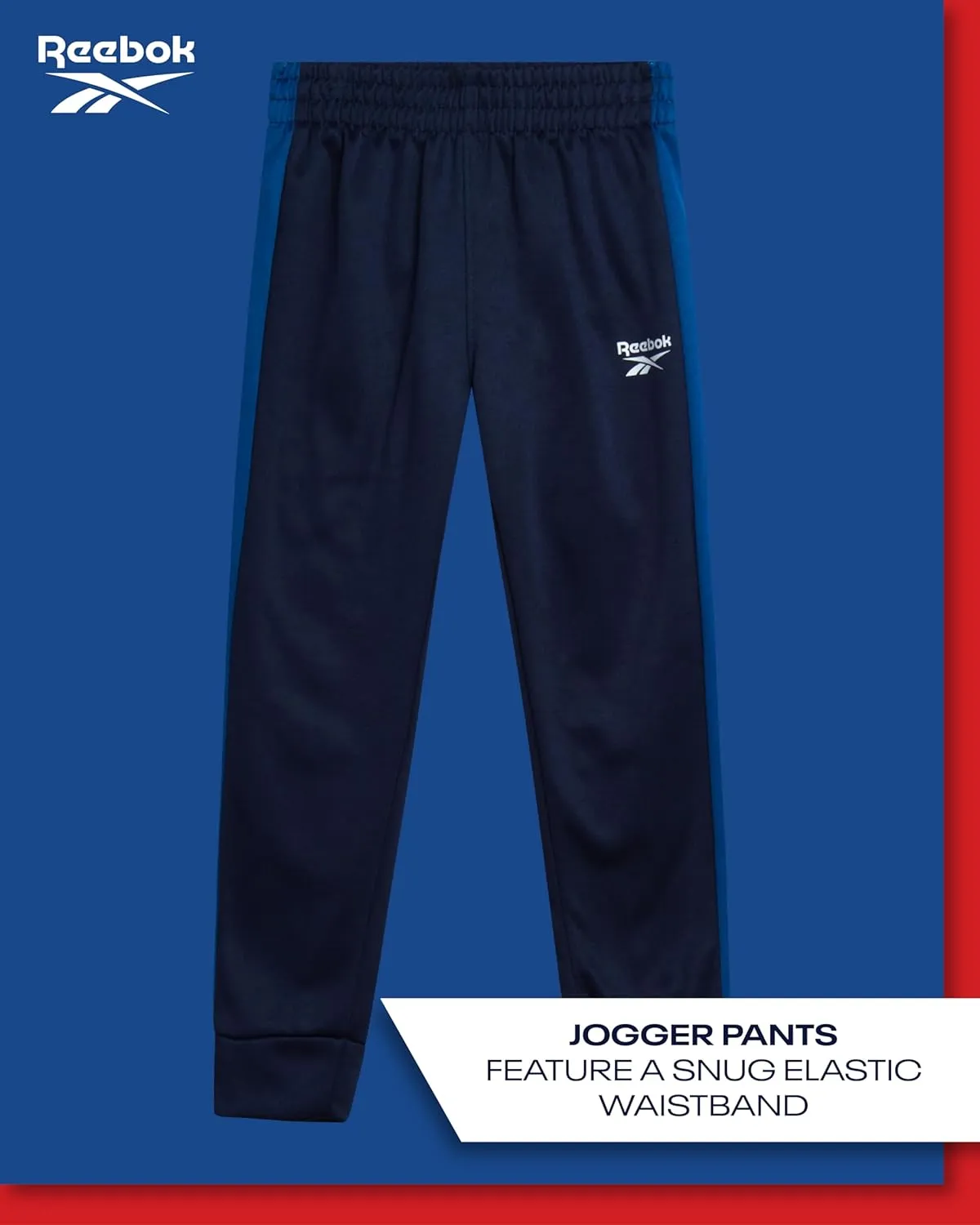 Reebok Boys' Pants Set - 3 Piece Tricot Short Sleeve T Shirt with Athletic Zip Up Jacket and Jogger Pants Set for Boys 12M-7