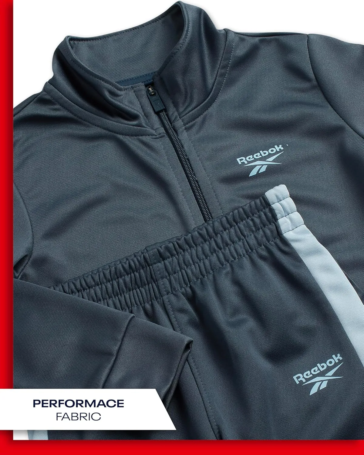 Reebok Toddler Boys' Jogger Set - 2 Piece Full Zip Tricot Tracksuit - Boys Active Jacket & Jogger Pants Playwear Set (12M-7)