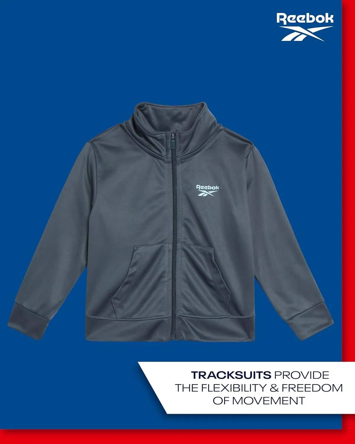 Reebok Toddler Boys' Jogger Set - 2 Piece Full Zip Tricot Tracksuit - Boys Active Jacket & Jogger Pants Playwear Set (12M-7)