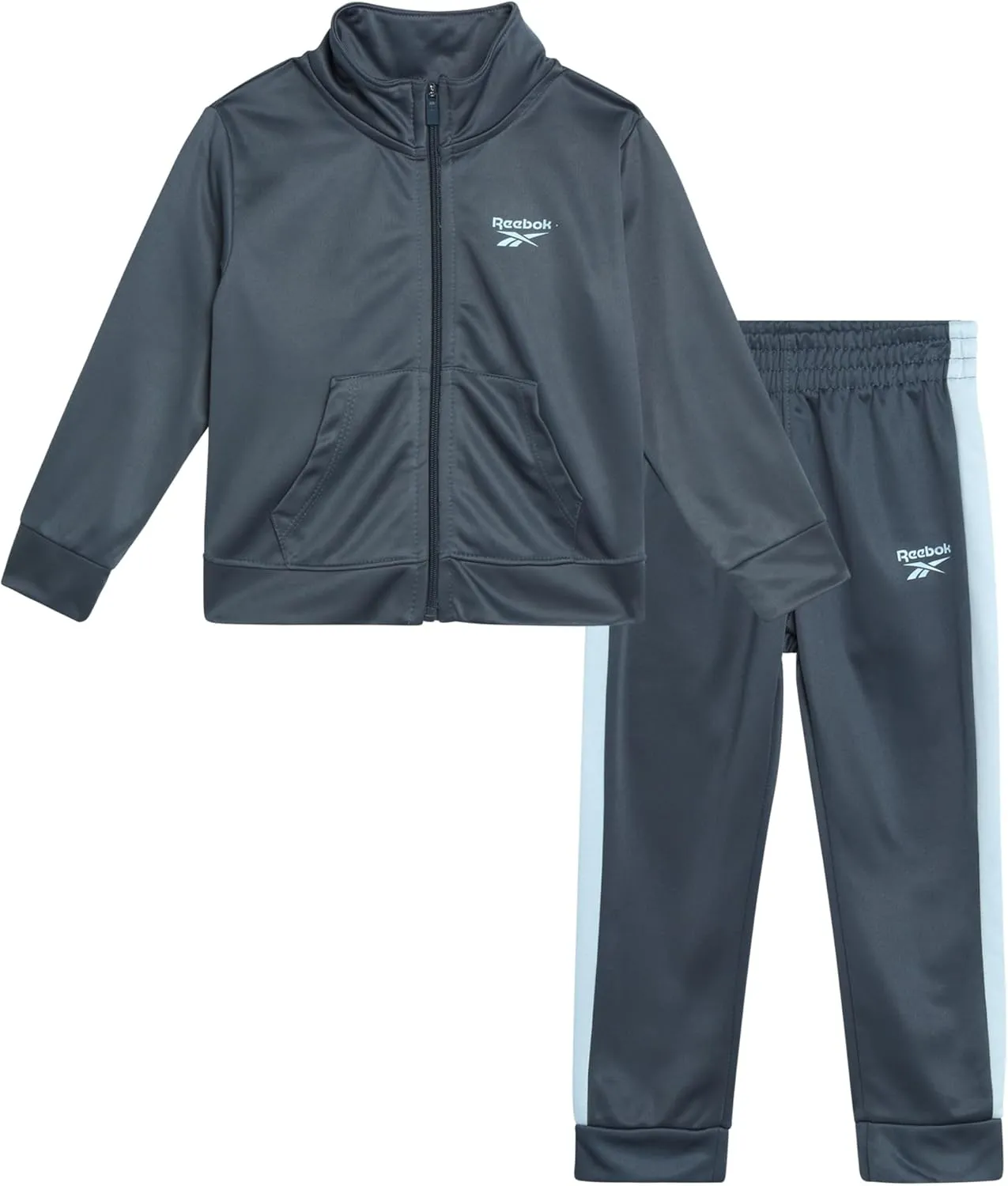 Reebok Toddler Boys' Jogger Set - 2 Piece Full Zip Tricot Tracksuit - Boys Active Jacket & Jogger Pants Playwear Set (12M-7)