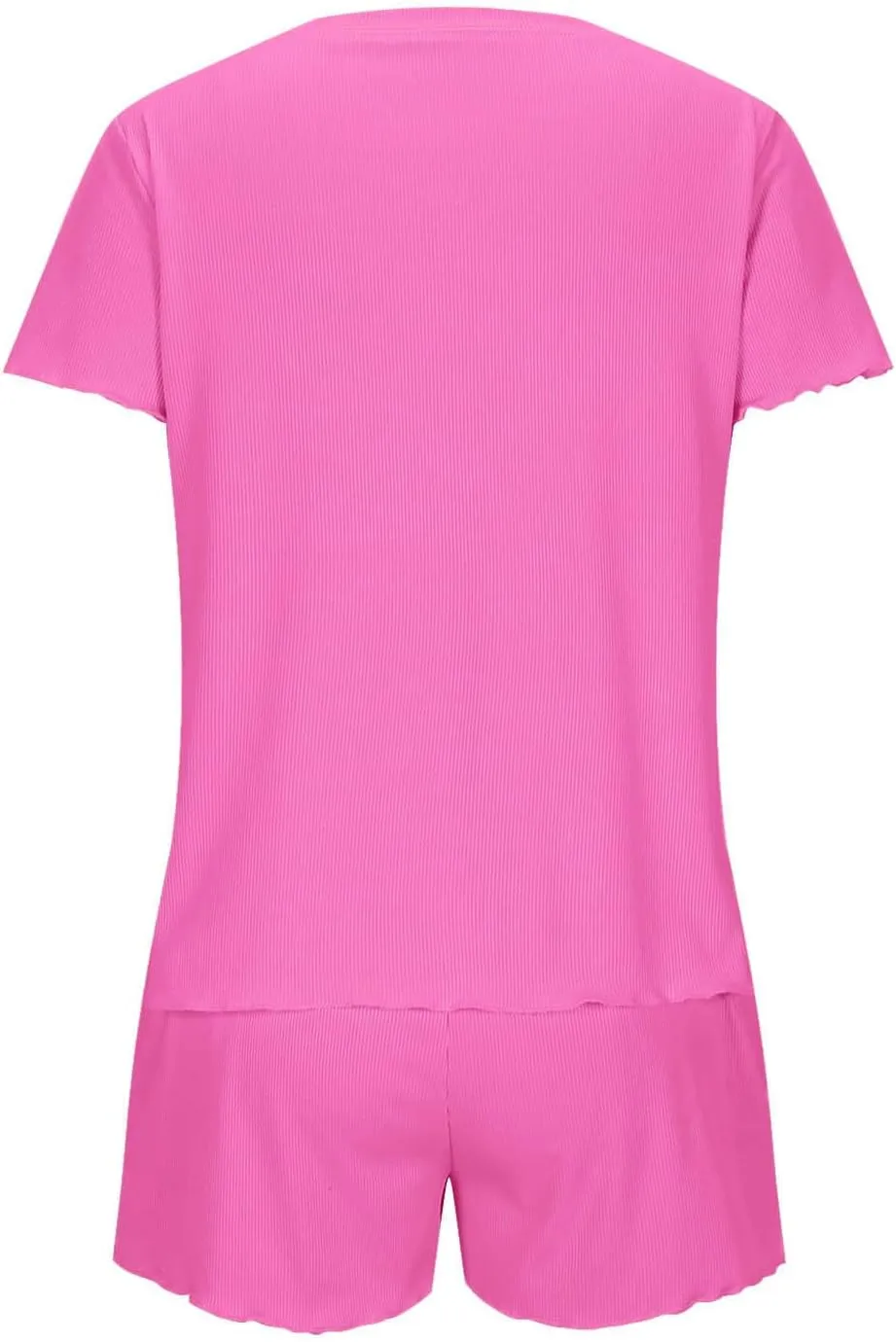 Ribbed Knit Pajama Set For Women 2 Piece Soft Pj Lounge Sets Short Sleeve Top And Shorts Sleepwear Trendy Clothes