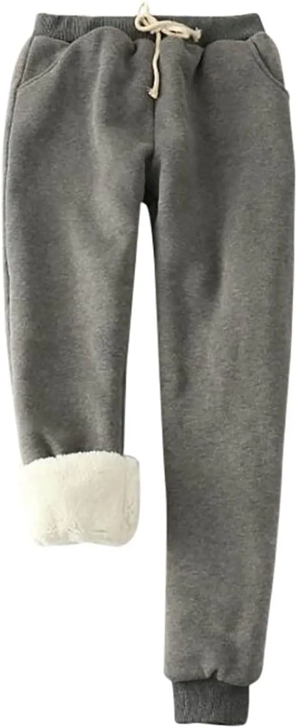 Ruziyoog Women's Fleece Lined Sweatpants Soft Warm Drawstring Joggers Comfortable Casual Lounge Pants with Pockets