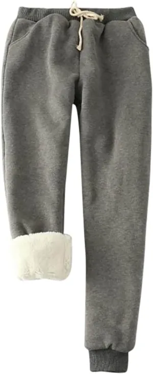 Ruziyoog Women's Fleece Lined Sweatpants Soft Warm Drawstring Joggers Comfortable Casual Lounge Pants with Pockets