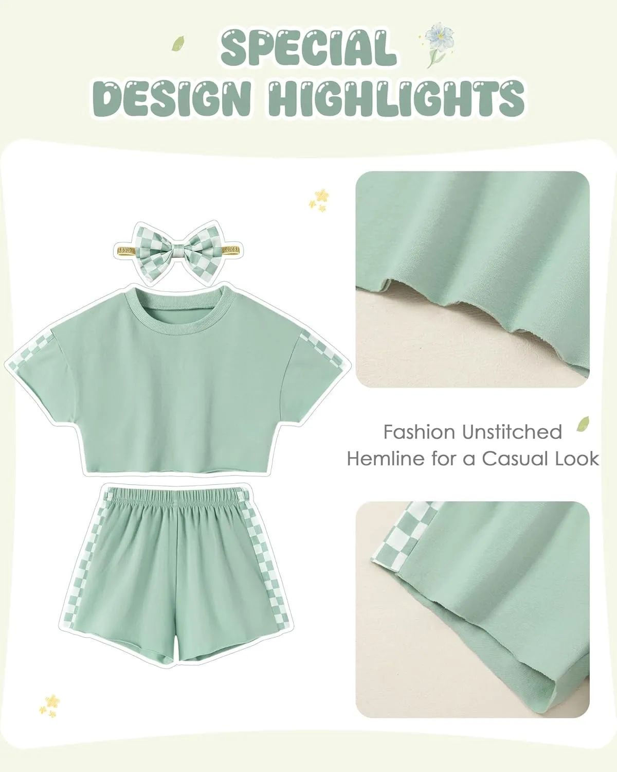 SANMIO Toddler Girl Clothes 18M-6T Toddler Girls Outfits Cute T-Shirt Shorts Headband 3Pcs Summer Baby Clothing Sets