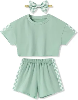 SANMIO Toddler Girl Clothes 18M-6T Toddler Girls Outfits Cute T-Shirt Shorts Headband 3Pcs Summer Baby Clothing Sets
