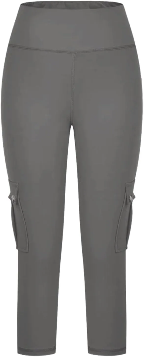 Seamless Leggings for Women Cargo High Waist Solid Slim Fit Workout Cargo Leggings with Pockets Capri Pants for Women
