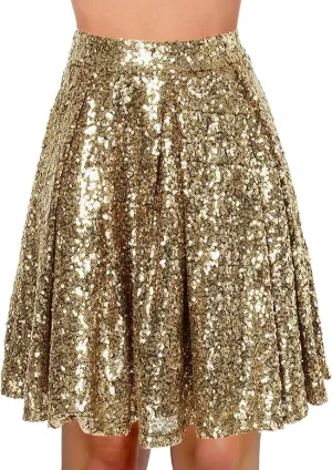 Sequin Skirt Black Short High Waist Pleated Skirts for Women Flare Fashion 2024 Sparkly Skirt Rave Festival