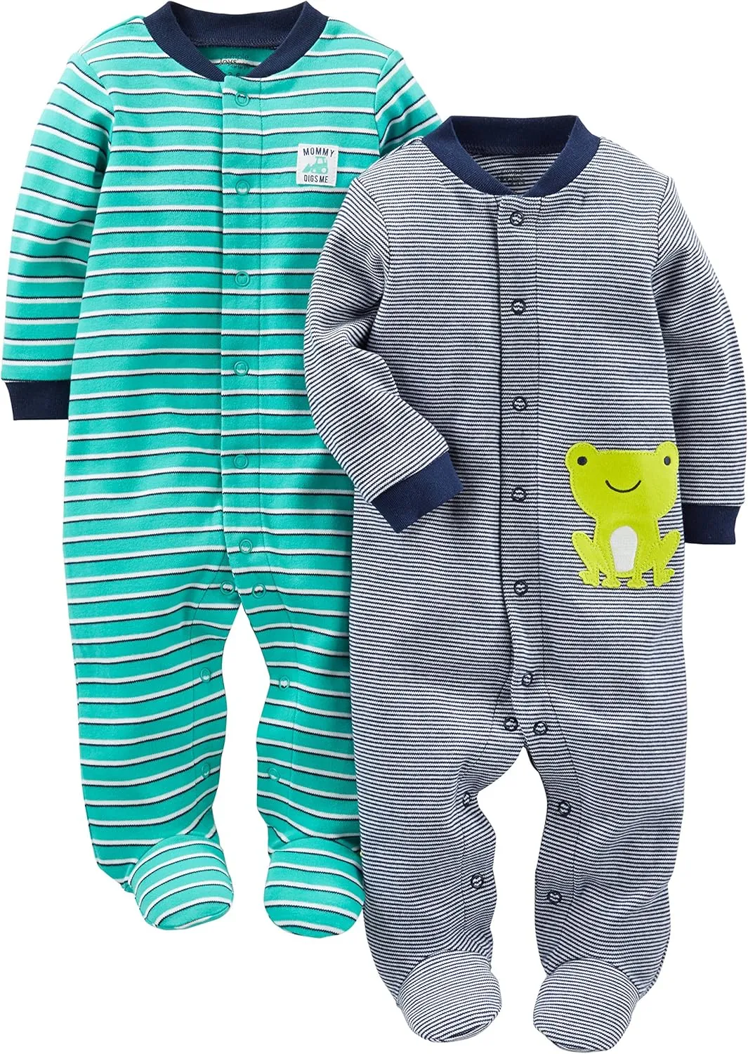 Simple Joys by Carter's Baby Boys' 2-Way Zip Thermal Footed Sleep and Play, Pack of 2