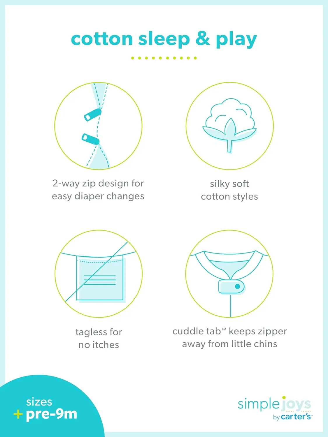 Simple Joys by Carter's Baby Boys' 2-Way Zip Thermal Footed Sleep and Play, Pack of 2