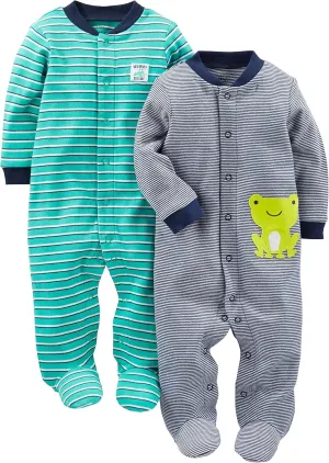 Simple Joys by Carter's Baby Boys' 2-Way Zip Thermal Footed Sleep and Play, Pack of 2