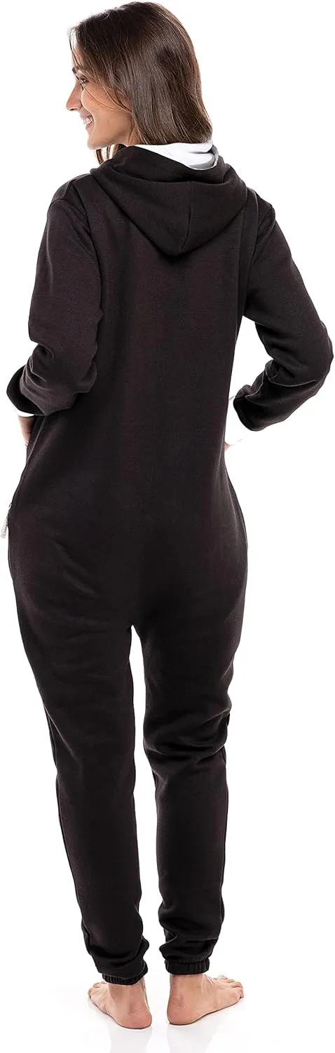 Skylinewears Women's Fleece Non-Footed One Piece Onesie Adult Hooded Pajamas Ladies Jumpsuit