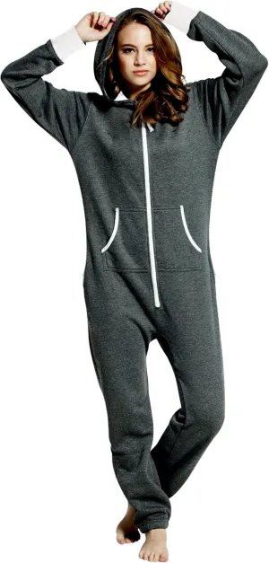 Skylinewears Women's Fleece Non-Footed One Piece Onesie Adult Hooded Pajamas Ladies Jumpsuit