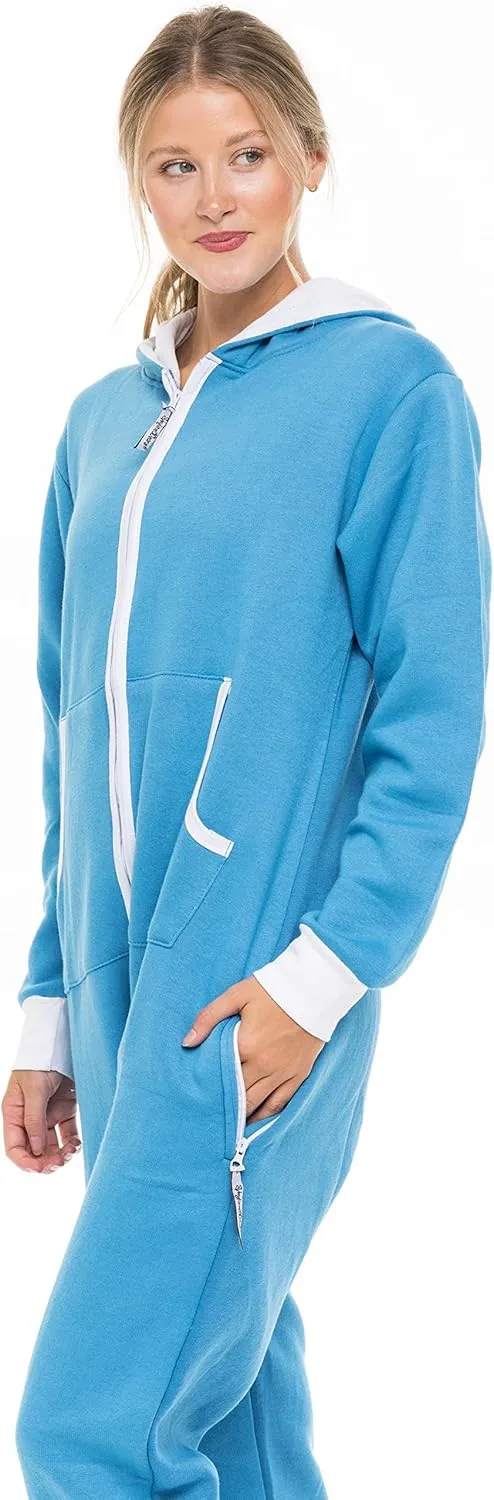 Skylinewears Women's Fleece Non-Footed One Piece Onesie Adult Hooded Pajamas Ladies Jumpsuit