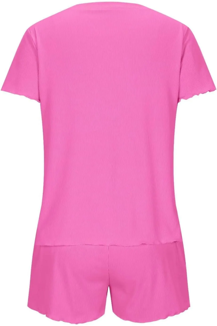 Summer Lounge Sets for Women Comfy Ribbed Knit Short Sleeve Tops Shorts with Pockets Sleepwear 2 Piece Short Sets